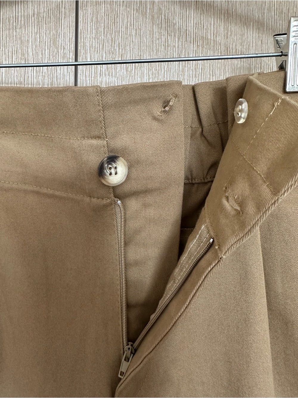 NEW ZARA High-Waisted Pleated Tapered Pants Khaki Beige - Picture 8 of 12